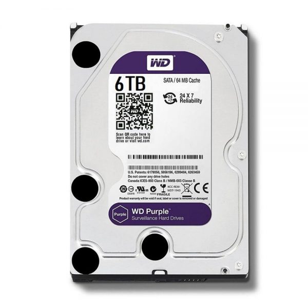 Ổ cứng WD HDD Purple 6TB 3.5″ SATA 3/ 64MB Cache/ IntelliPower (5400RPM) (Màu tím)