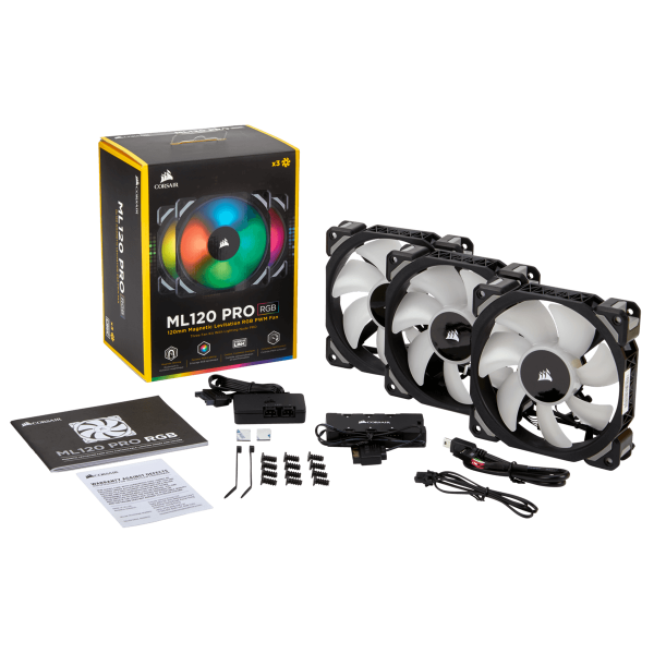 Quạt Case Corsair ML120 RGB Kit 3FAN + Lighting Node PRO (CO-9050076-WW)