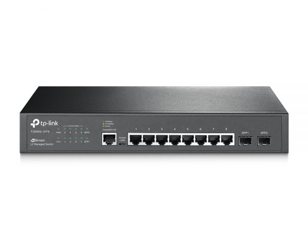 JetStream 8-Port Gigabit L2 Managed Switch with 2 SFP Slots T2500G-10TS