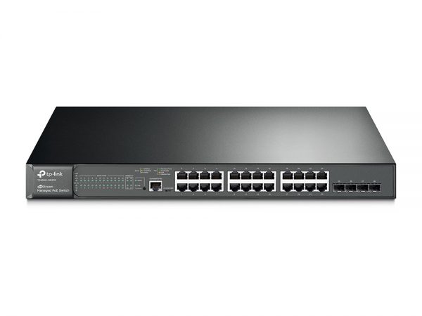 JetStream 24-Port Gigabit L2 Managed PoE+ Switch with 4 SFP Slots T2600G-28MPS