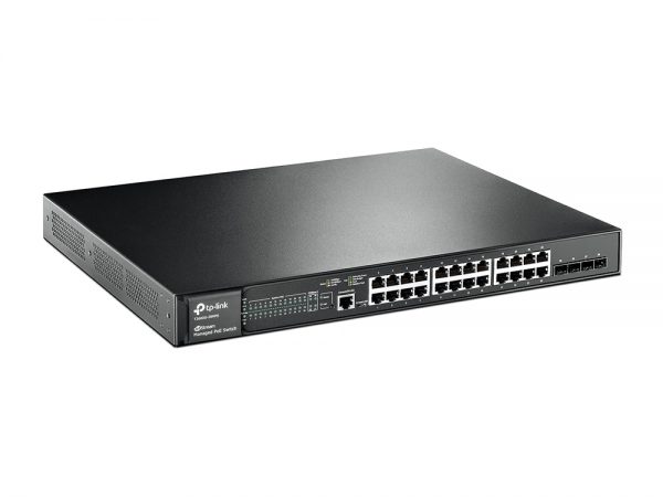 JetStream 24-Port Gigabit L2 Managed PoE+ Switch with 4 SFP Slots T2600G-28MPS