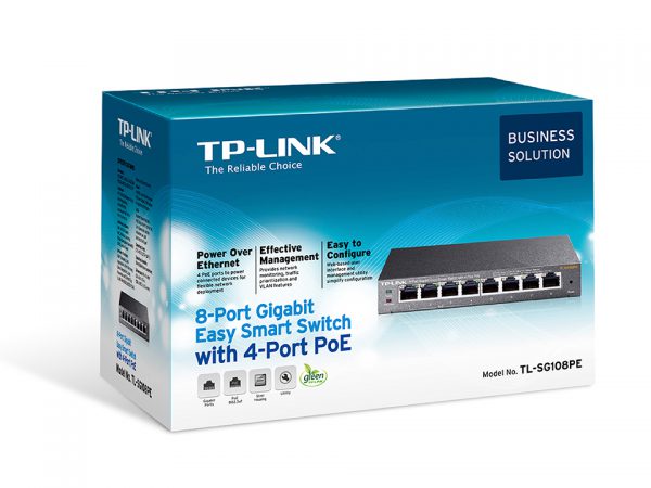 Switch Easy Smart 8 cổng Gigabit  với 4 cổng PoE TL-SG108PE