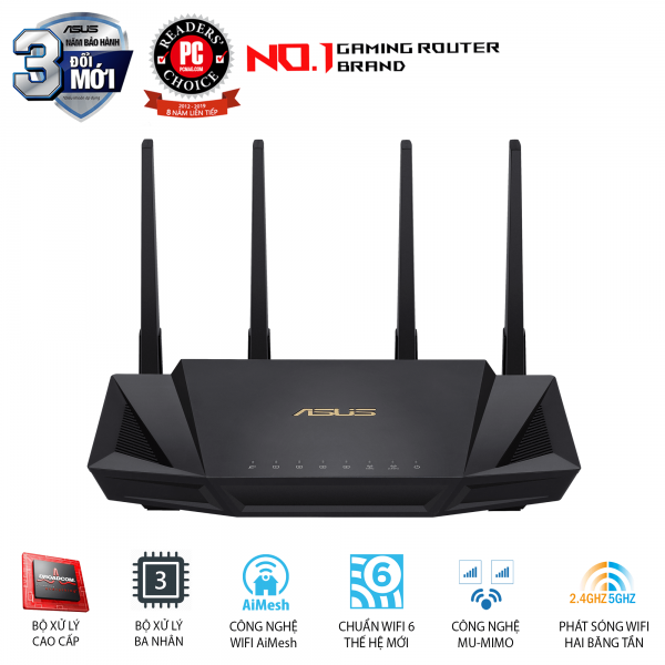 Router Gaming ASUS RT-AX58U Wifi 6 - AX3000