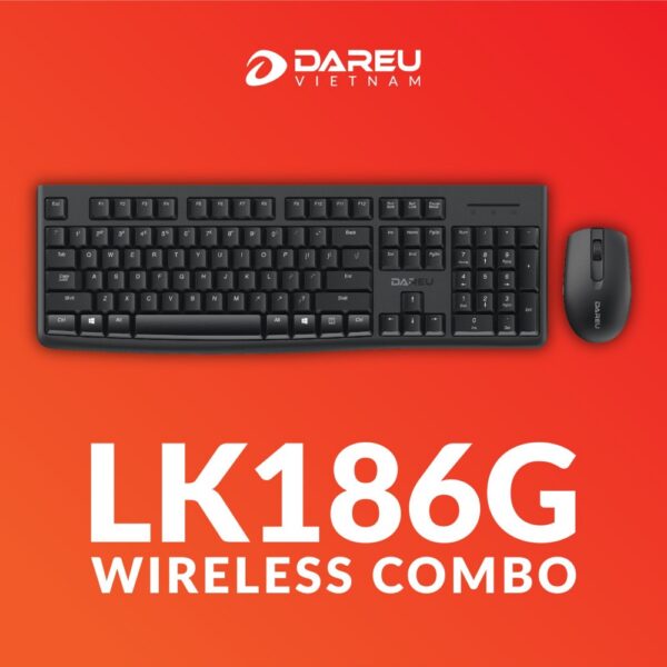 Bộ Bàn phím Chuột không dây Dareu LK186G Đen (USB)