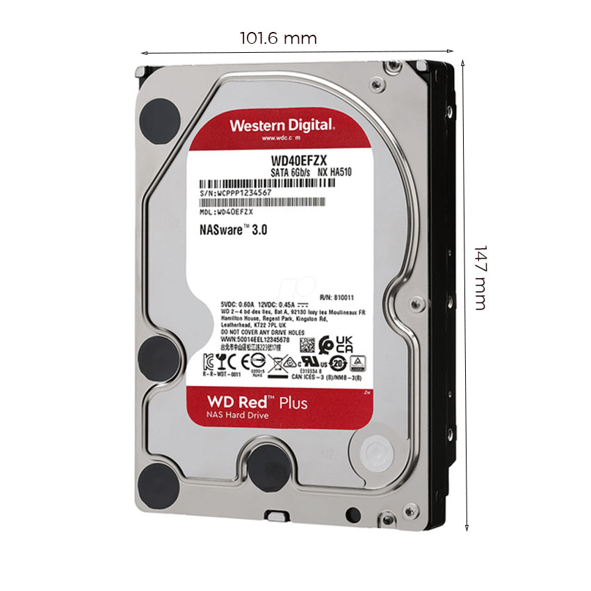 HDD WD 10TB RED PLUS 3.5 INCH, 7200RPM, SATA, 256MB CACHE (WD101EFBX)