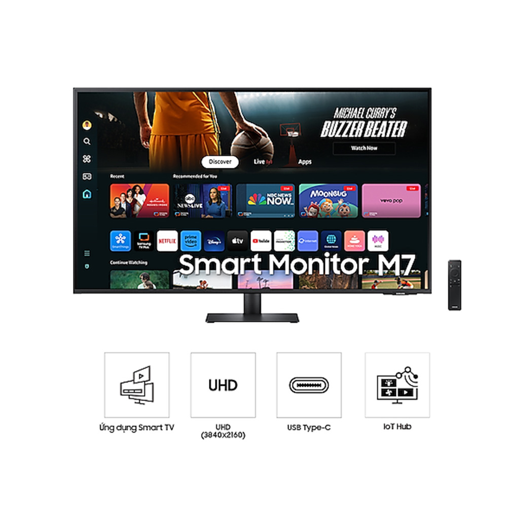 Màn hình thông minh Samsung M7 LS43DM702UEXXV (43Inch/ 4K / 4ms/ 300 cd/m2/ VA/ Tích hợp Loa)