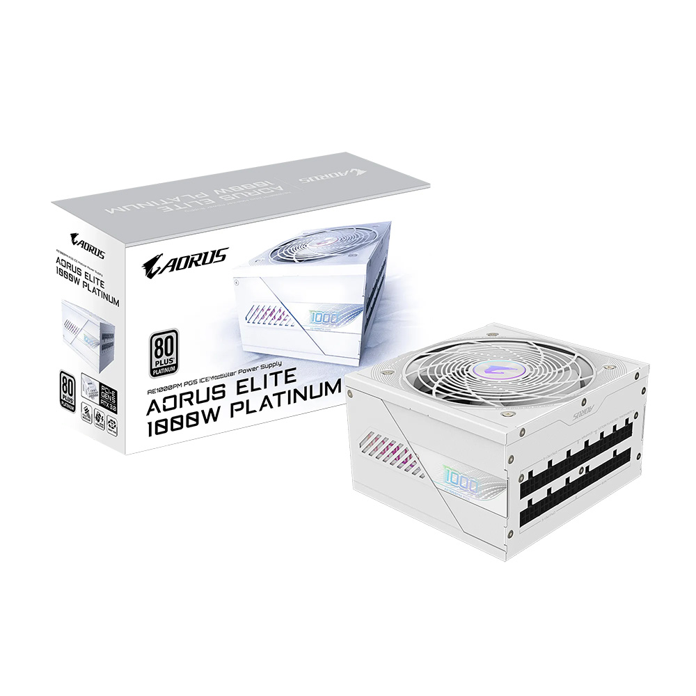 Nguồn Gigabyte Aorus Elite GP-AE1000PM PG5 ICE ( 1000w – Platinum -ATX 3.0- Pcie 5.0 -Màu Trắng)
