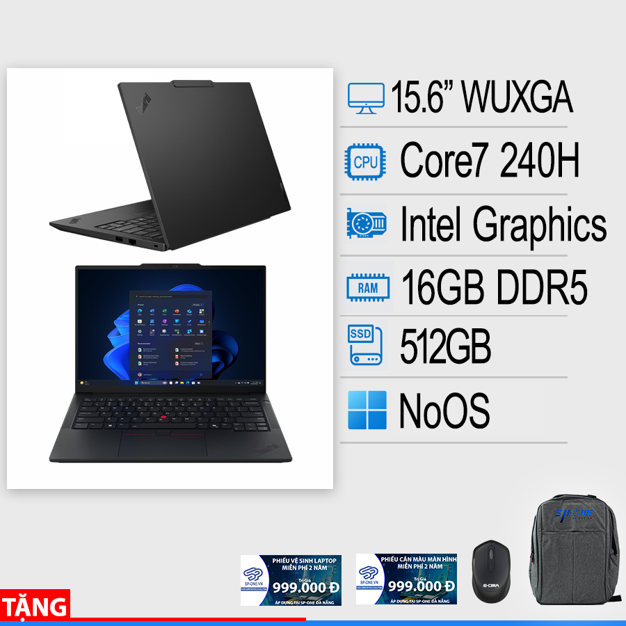 Laptop Lenovo ThinkPad E14 Gen 7 21T90021VA (Intel Core 7 240H | 14 inch WUXGA IPS | 16GB | 512GB | NoOS | Đen)