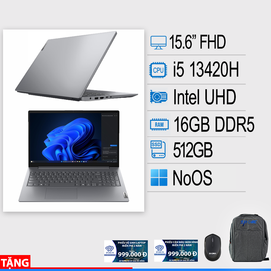 Laptop Lenovo V15 G5 IRL 83HF00BSVA (Intel Core i5-13420H | 16GB | 512GB | Intel UHD IPS | NoOS | Xám)