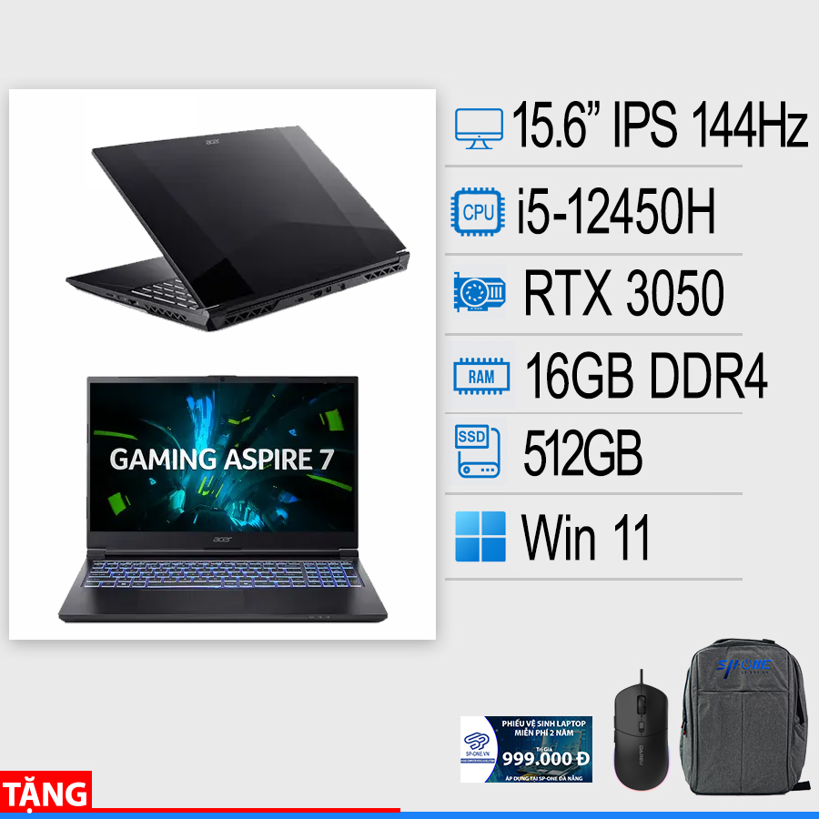 Laptop Acer Aspire 7 Gaming A715-59G-57TU (i5 12450H/32GB/512GB/15.6″FHD/RTX 3050 6GB/Win11)