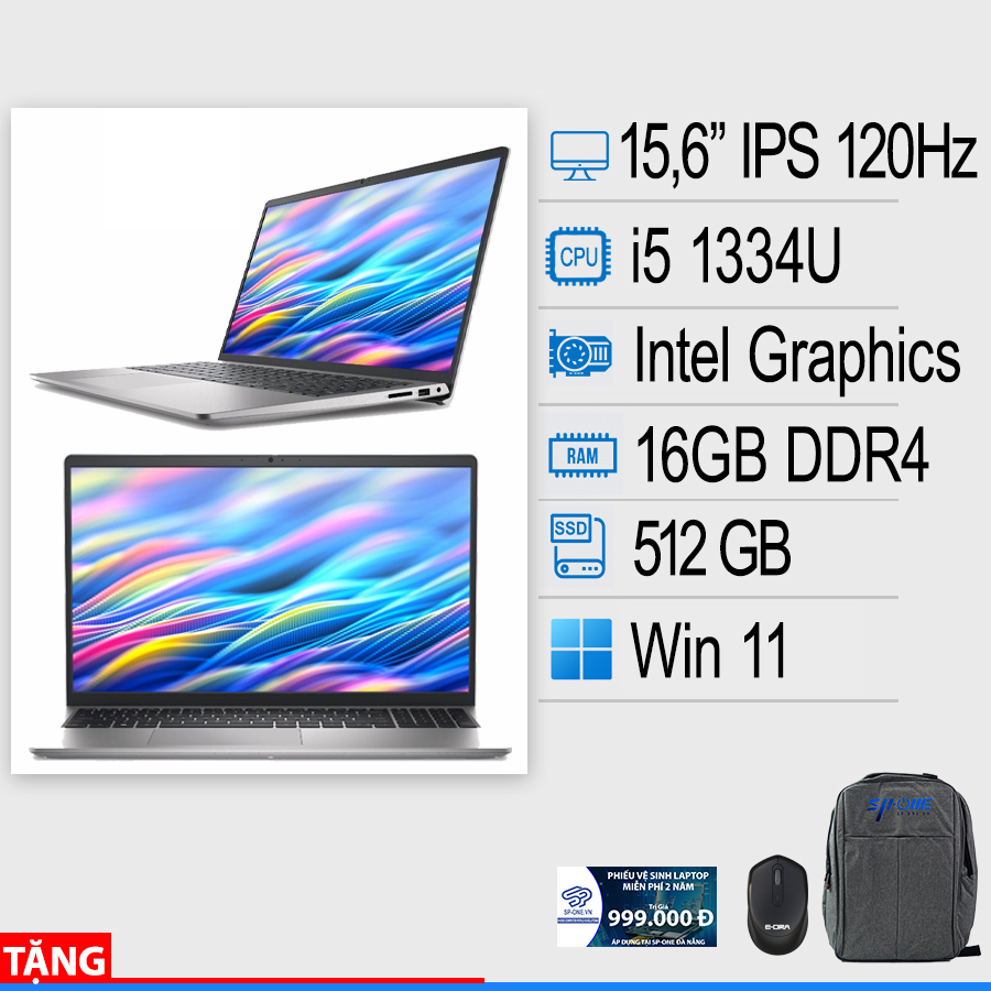 Laptop Dell 15 DC15250 (Intel Core i5-1334U | 16GB | 512GB | Intel Graphics | 15.6 inch FHD IPS | Win 11 | Bạc | NK)