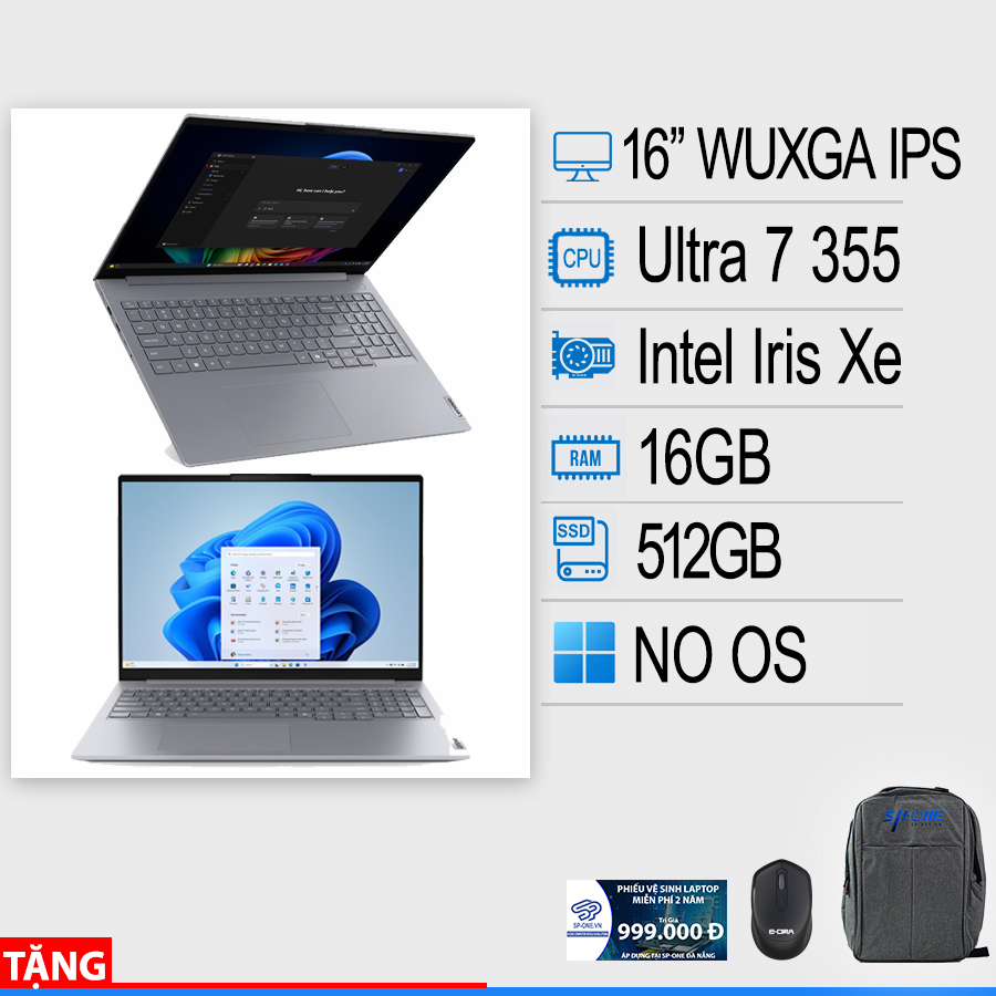 Laptop Lenovo ThinkBook 16 G9 IRL 21UR0010VA (Ultra 7 355/16GB /512GB/16″ WUXGA/ No OS)
