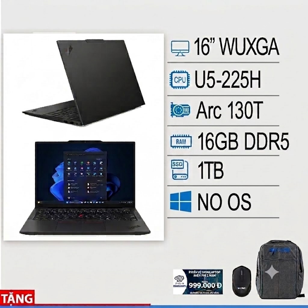 Laptop Lenovo ThinkPad E16 Gen 3 21SR002HVA (Ultra 5 225H | 16GB | 1TB | Intel Arc 130T | 16.0inch WUXGA |Đen)