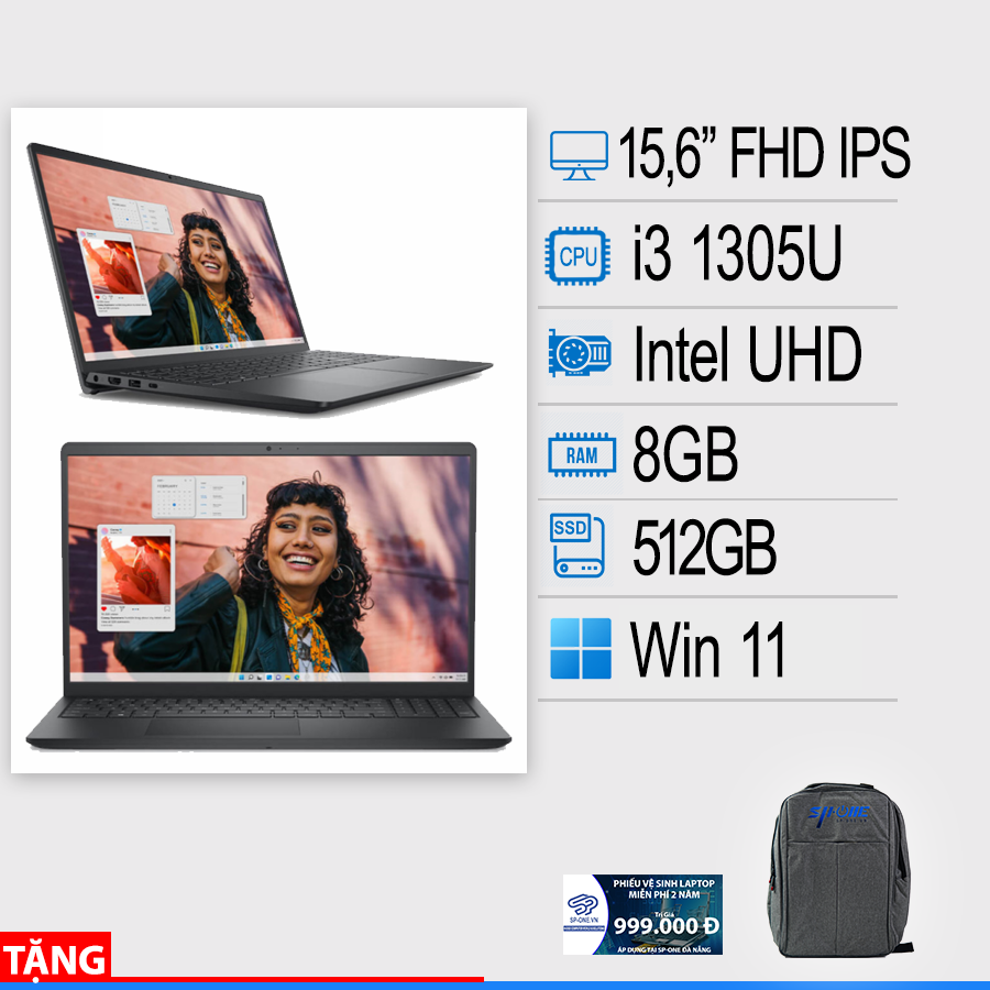 Laptop Dell Inspiron 3530 (i3 1305U | 8GB | 512GB SSD | 15.6″ FHD 120hz | 250 nits | Đen | NK )