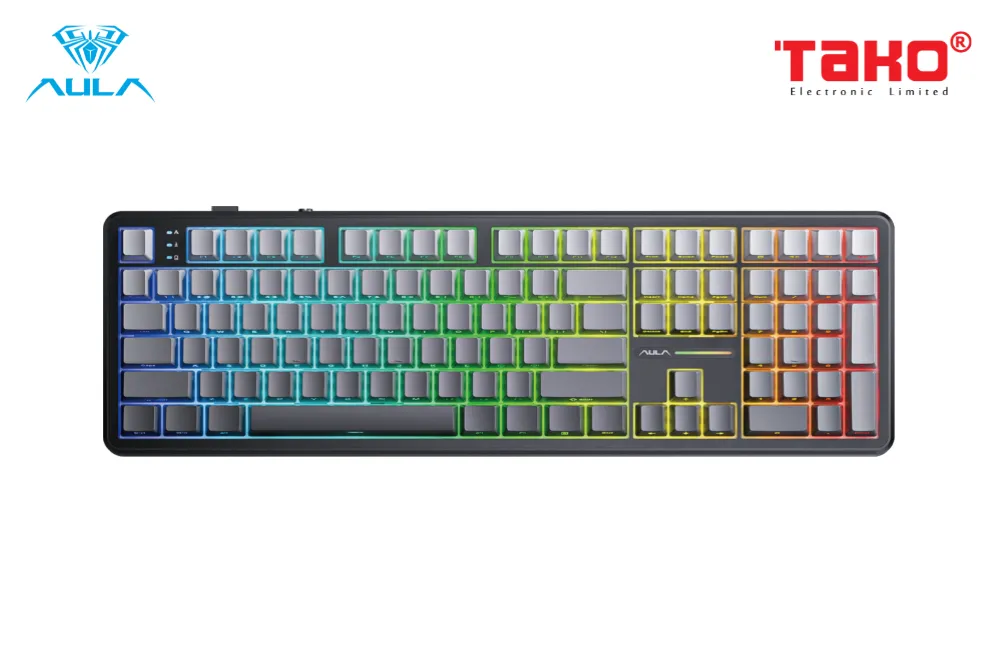 AULA F108 (1264) BÀN PHÍM CƠ GAMING 3 MODE (Phiên bản Xám + đen gradient/ Nimbus V3 switch)
