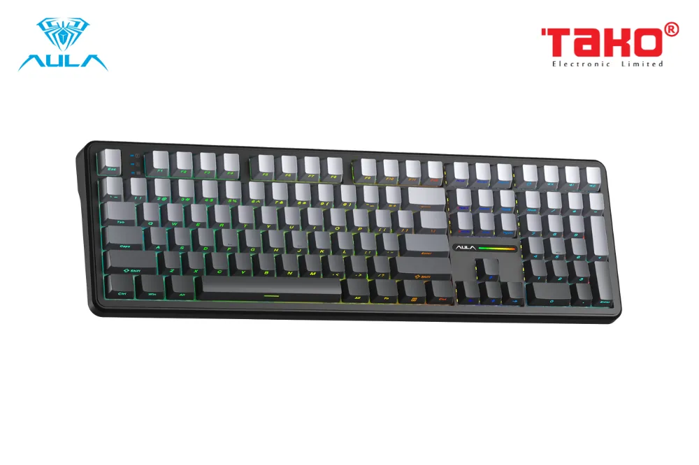 AULA F108 (1264) BÀN PHÍM CƠ GAMING 3 MODE (Phiên bản Xám + đen gradient/ Nimbus V3 switch)