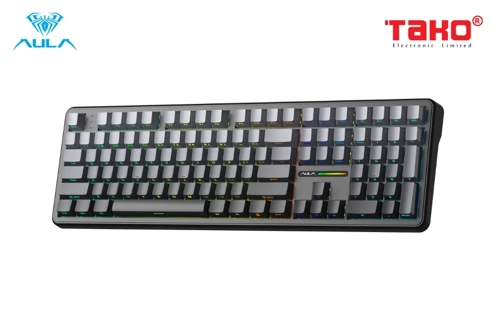 AULA F108 (1264) BÀN PHÍM CƠ GAMING 3 MODE (Phiên bản Xám + đen gradient/ Nimbus V3 switch)