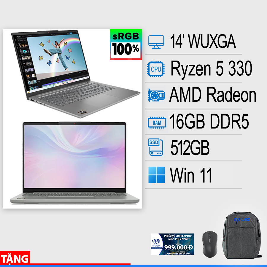 Laptop Lenovo IdeaPad Slim 5 14AKP10 83HX00ABVN (AMD Ryzen AI 5 330/ AMD Radeon/ 14 inch WUXGA OLED/ 16GB/ 512GB/ Win 11/ Xám)