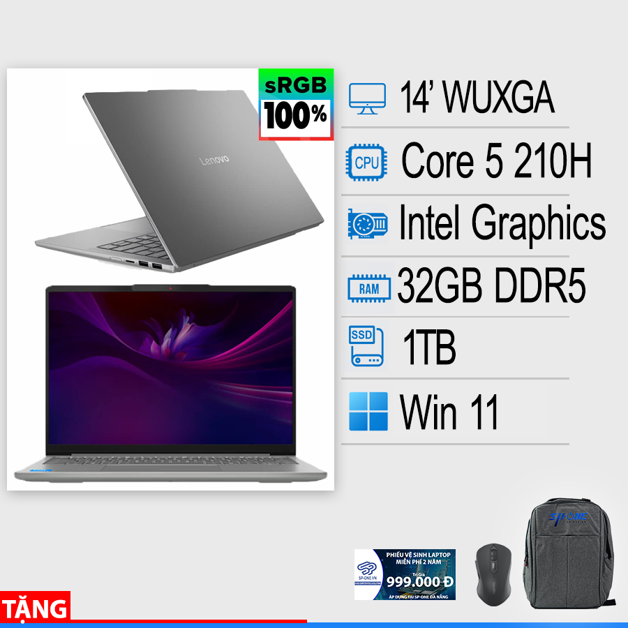 Laptop Lenovo IdeaPad Slim 5 14IRH10R 83J0006CVN (Intel Core 5 210H/ Integrated Intel Graphics/ 14 inch WUXGA/ 32GB/ 1TB/ Windows 11 Home/ Xám)