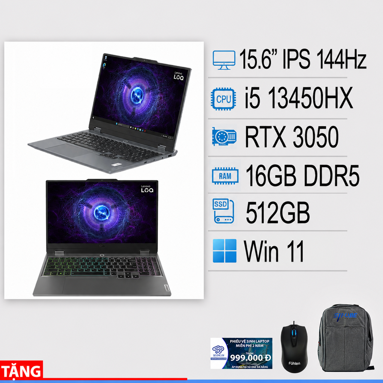 Laptop Lenovo Gaming LOQ 15IRX9 – 83DV003CVN (i5 13450HX, 16GB, 512GB, RTX 3050 6GB, Full HD 144Hz, Win11)