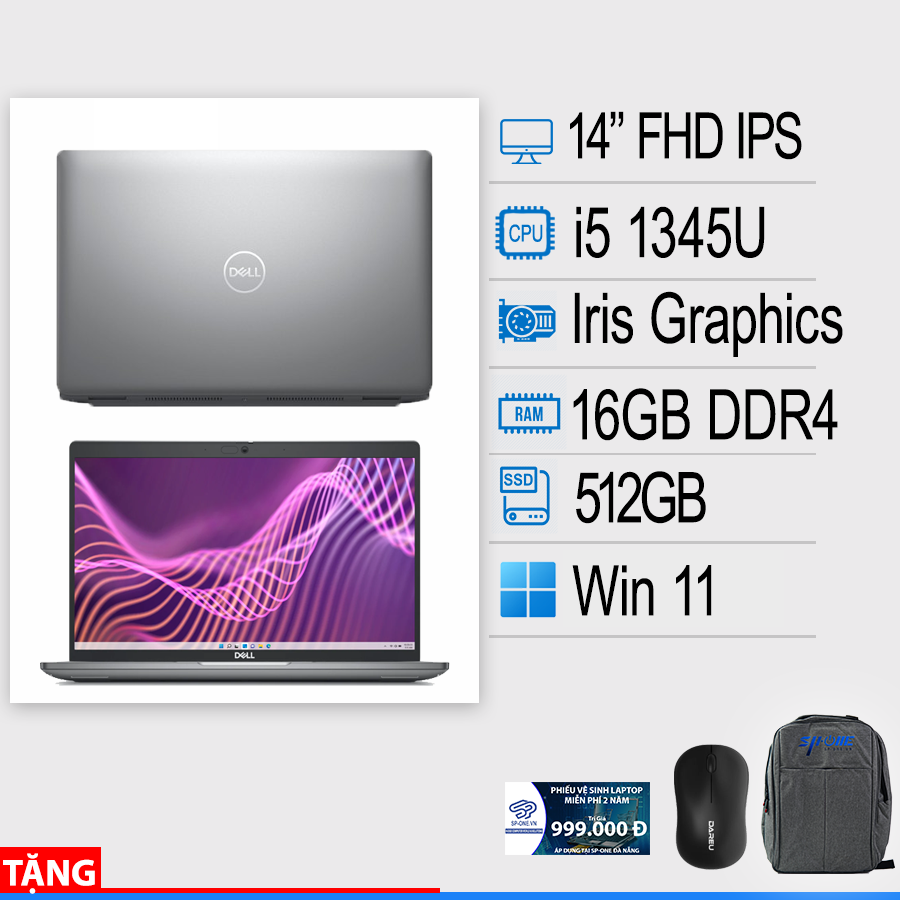 Laptop Dell Latitude 5440 (i5-1345U, Ram 16GB, SSD 512GB, 14 inch FHD, Win 11, Titan Grey)