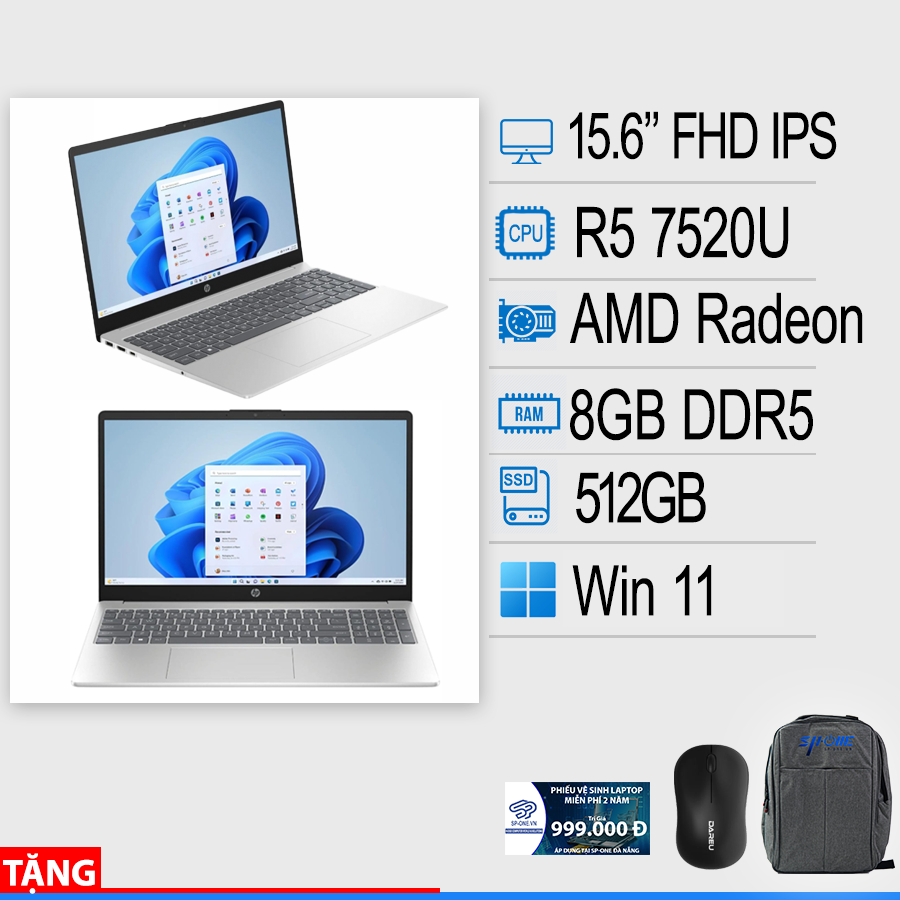Laptop HP 15-FC0196NIA ( Ryzen 5-7520U/ 8GB RAM/ 512GB SSD/ 15.6-inch FHD )