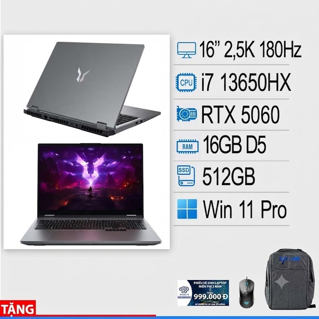 Laptop Lenovo Lecoo Fighter 7000 2025 ( i7 13650HX/ RAM 16GB/ SSD 1TB/ RTX 5060/ Màn 16″ 2.5K 180Hz)