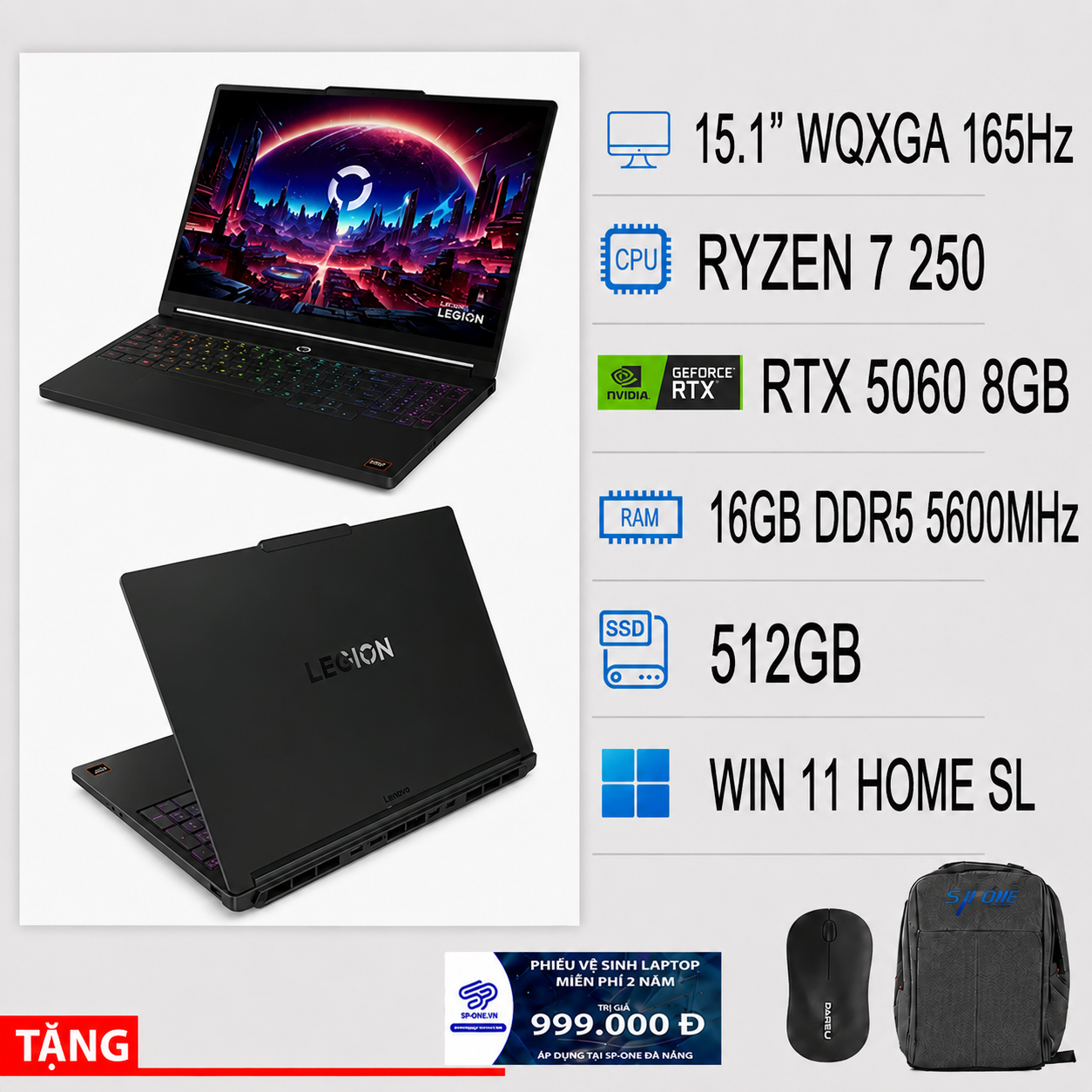 Lenovo Legion 5 15AHP11 83Q7001JVN 2026 Ryzen AI 7 250 RAM 16GB SSD 512GB RTX 5060 15.3″ 2.5K OLED 165Hz | OFFICE 2024