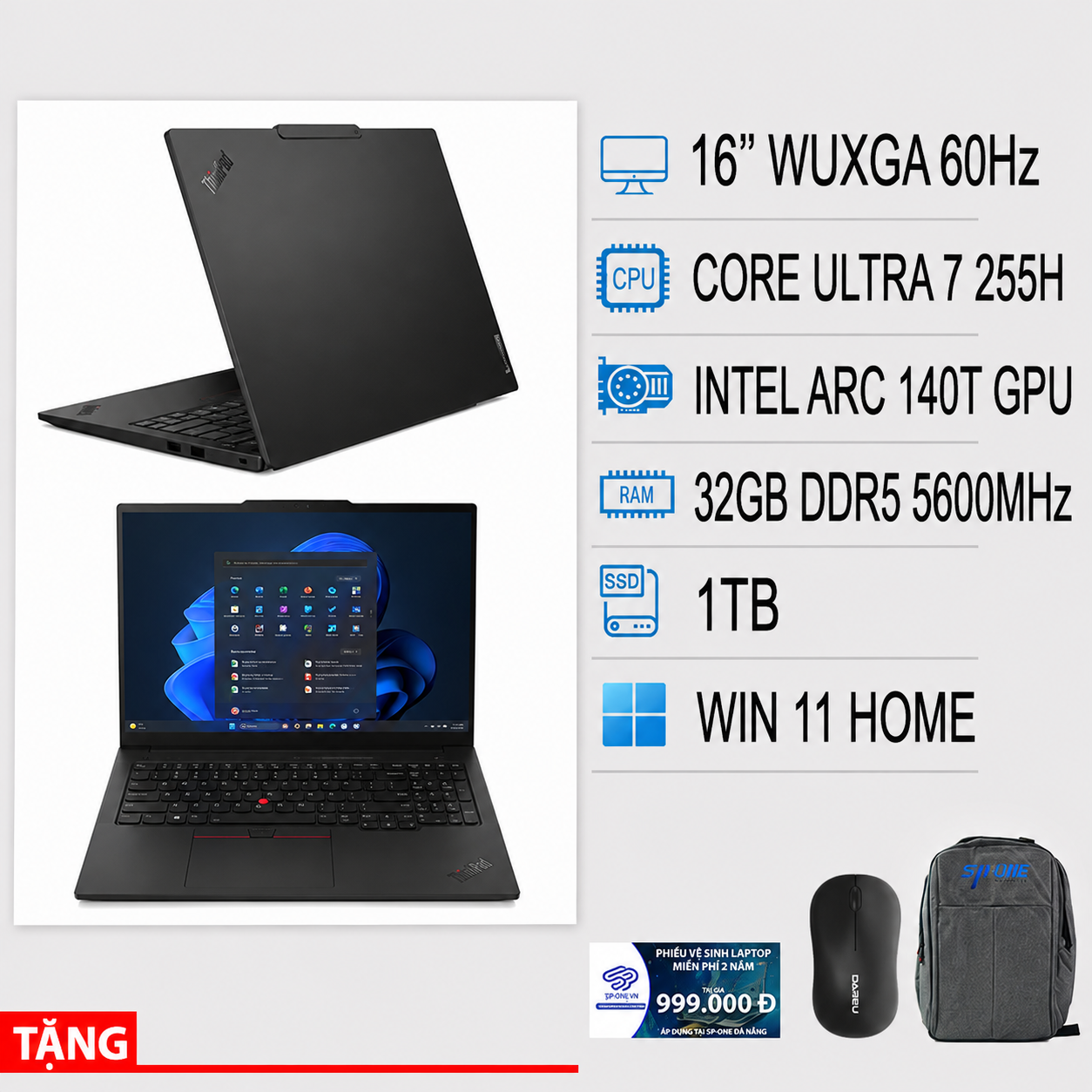 Lenovo ThinkPad E16 Gen 3 21SR002TVN (Core Ultra 7 255H/ Ram 32GB/ 1TB SSD/ Intel® Arc™ 140T GPU/ 16 WUXGA FHD+ 60Hz/ Win 11/ Black)