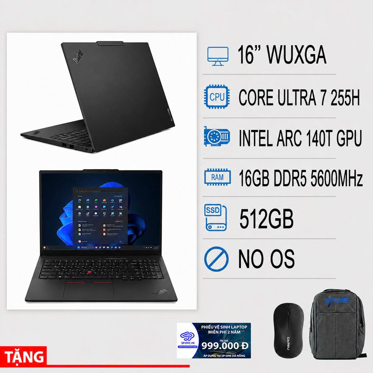 Laptop Lenovo ThinkPad E16 Gen 3 21SR002LVA ( Ultra 7 255H | 16GB | 512GB SSD | 16″ WUXGA | Vỏ nhôm | NoOS )
