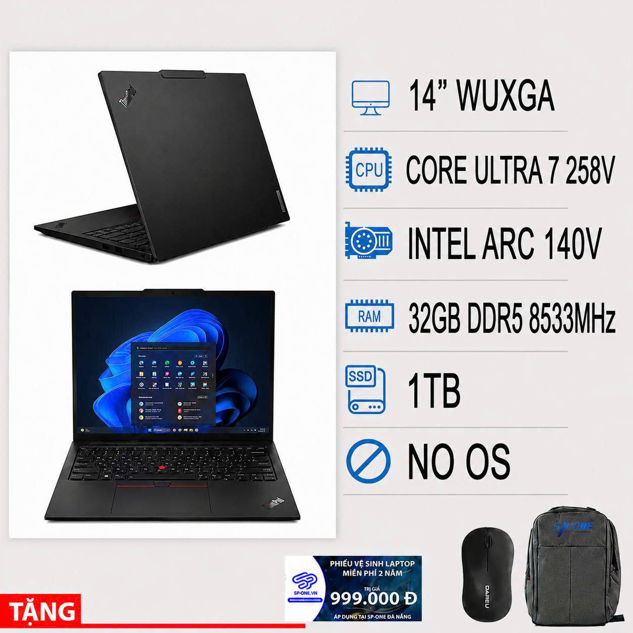 Laptop Lenovo ThinkPad T14s Gen 6 21QX00LEVA (Intel Core Ultra 7 258V | Intel Arc | 14 inch WUXGA | 32GB | 1TB | NoOS | Đen)