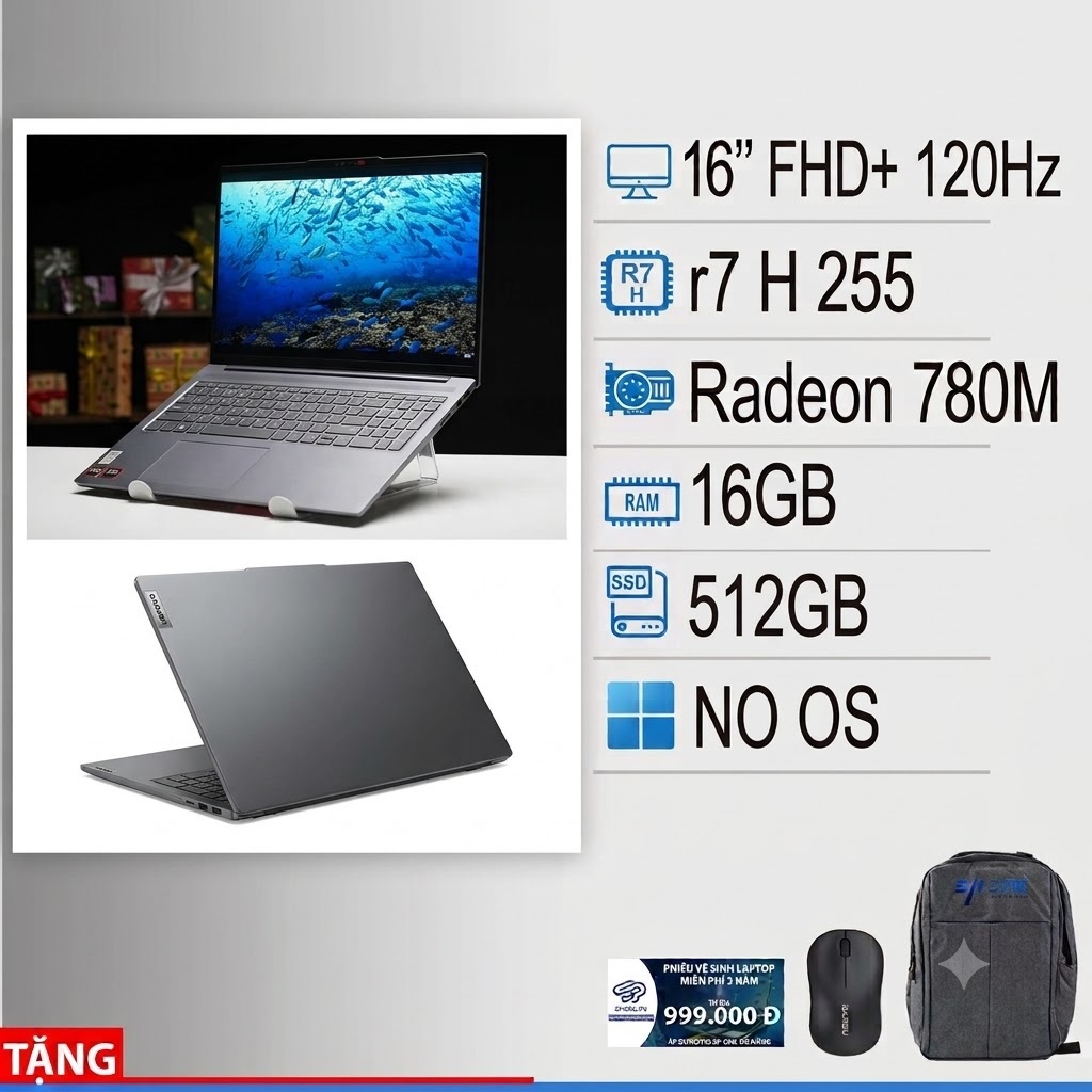Laptop Lenovo IdeaPad Slim 5 16 2025 (Xiaoxin 16 AHP10R 04CD (R7 H 255/ Ram 16GB/ SSD 512B/ 16 inch FHD+ 120Hz )