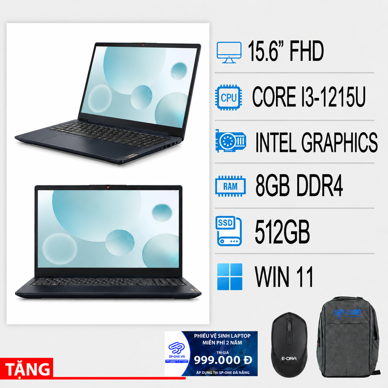 Lenovo IdeaPad 3 15.6 inch (i3-1215U/RAM 8GB/512GB SSD/ Windows 11)