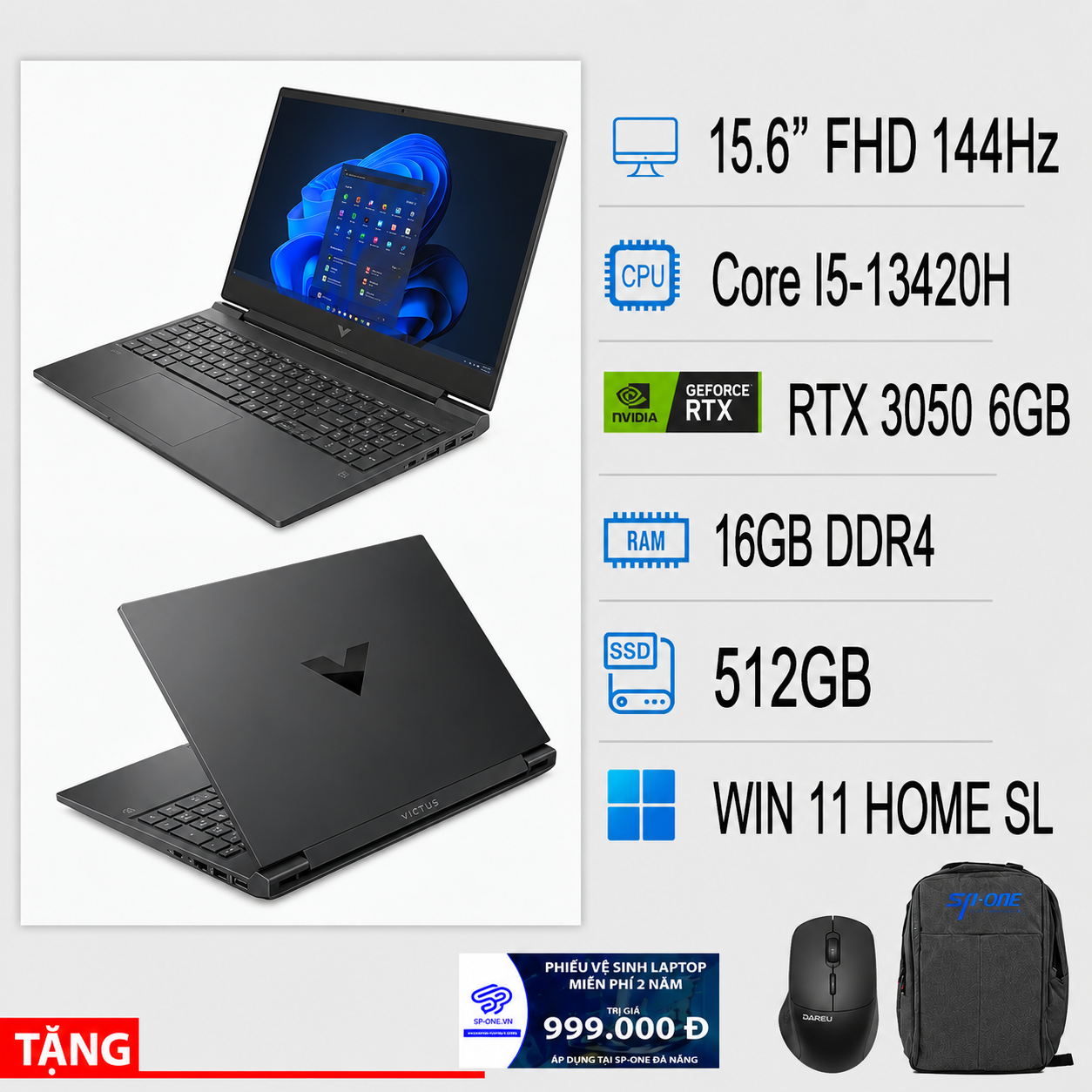 Laptop HP Gaming Victus 15-fa2731TX i5-13420H/16GB/512GB/15.6″FHD/RTX 3050 6GB/Win11 (B85LNPA)