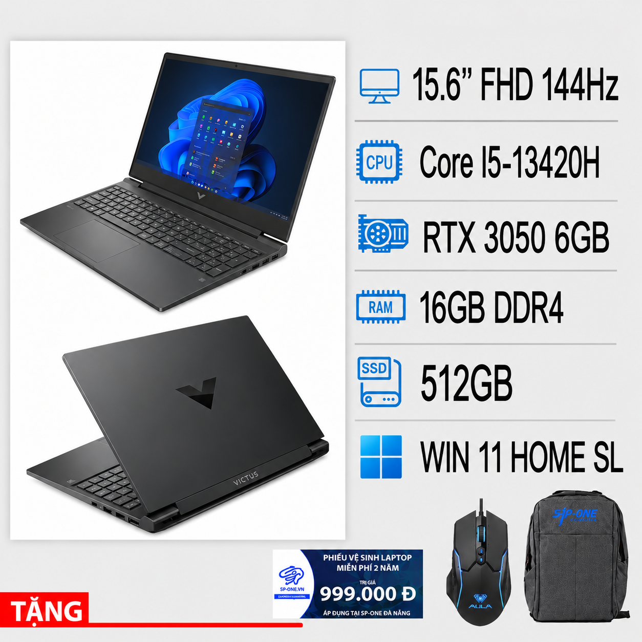 Laptop HP Gaming Victus 15-fa2731TX i5-13420H/16GB/512GB/15.6″FHD/RTX 3050 6GB/Win11 (B85LNPA)