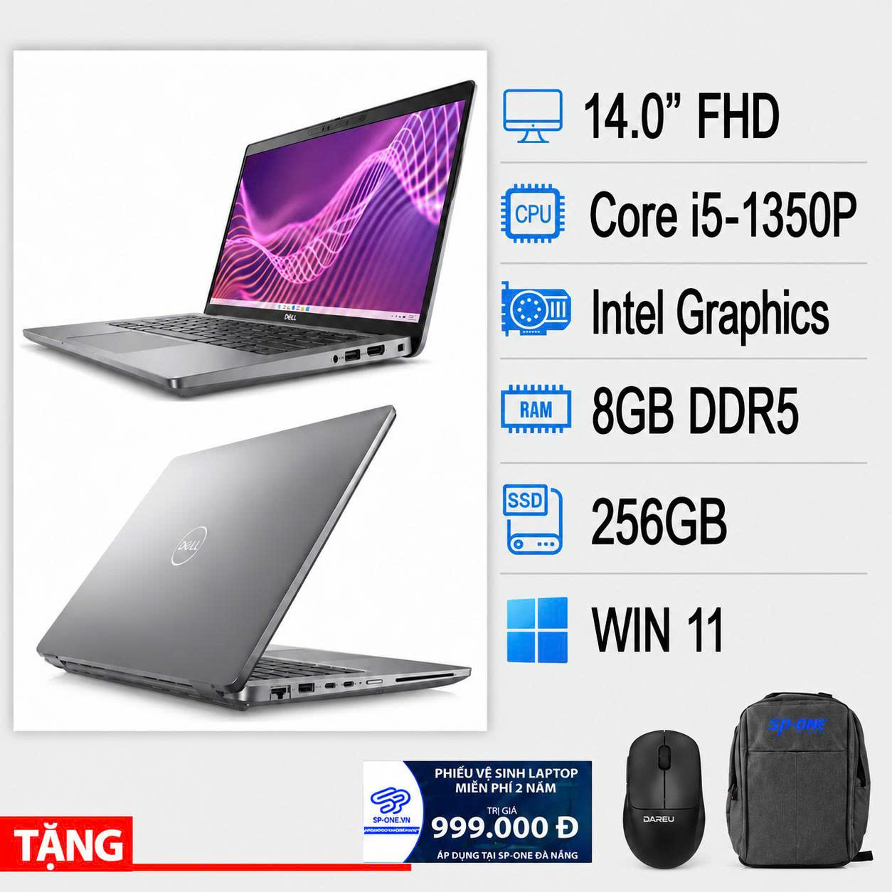 Laptop Dell Latitude 5440 (i5-1350P, Ram 8GB, SSD 256GB, 14″ IPS FHD, Win 11, Xám )