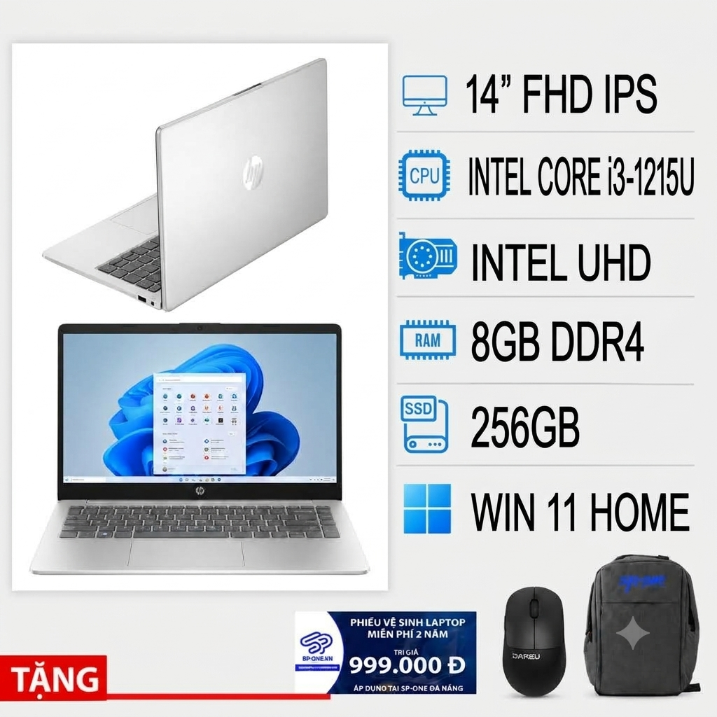 Laptop HP 14s-dq5605nd ( Màn hình IPS Full HD 14 inch | Bộ xử lý Intel Core i3-1215U | RAM 8GB | SSD 256GB | Hệ điều hành Windows 11 Home )